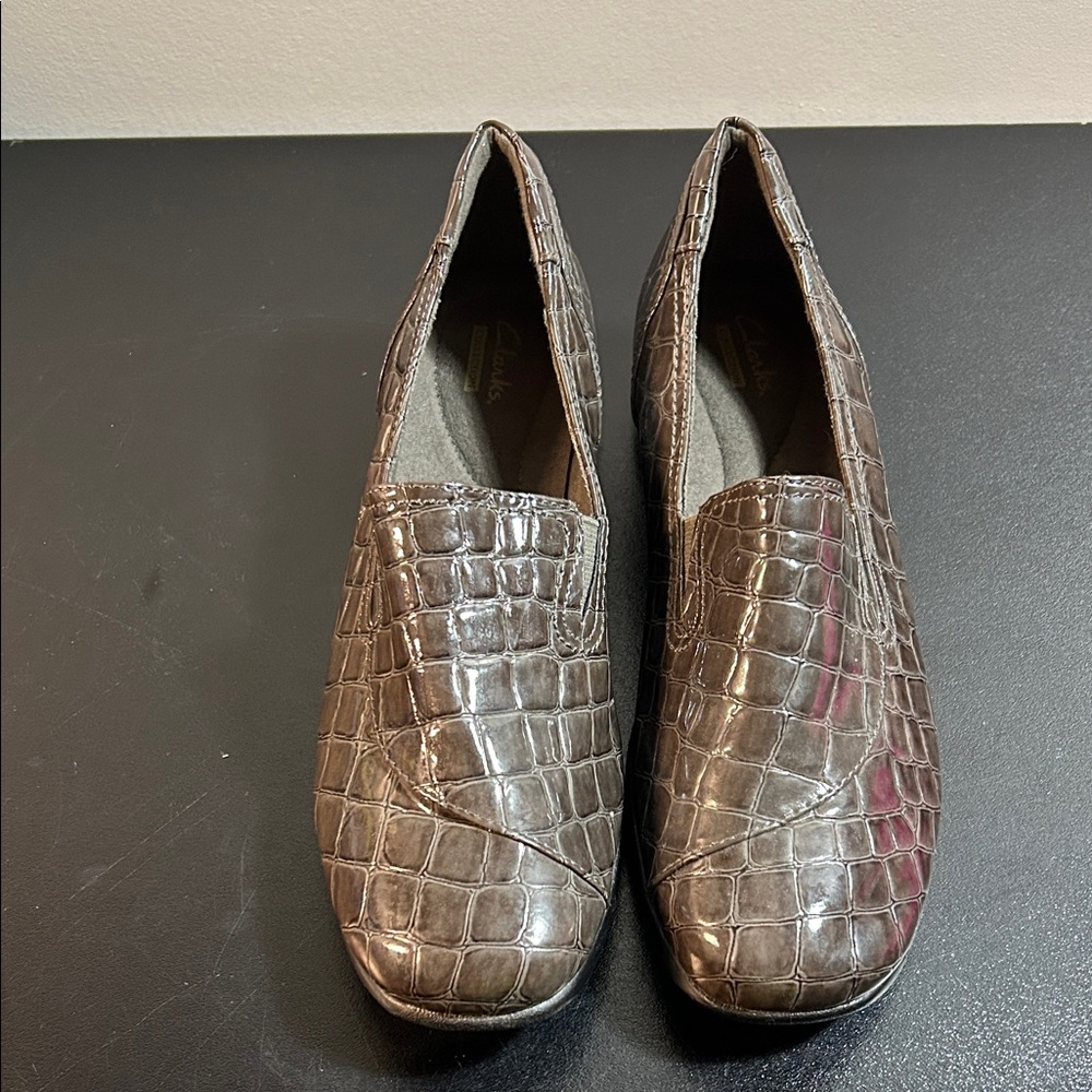 Clarks Brown Crocodile Pattern‎ Loafers